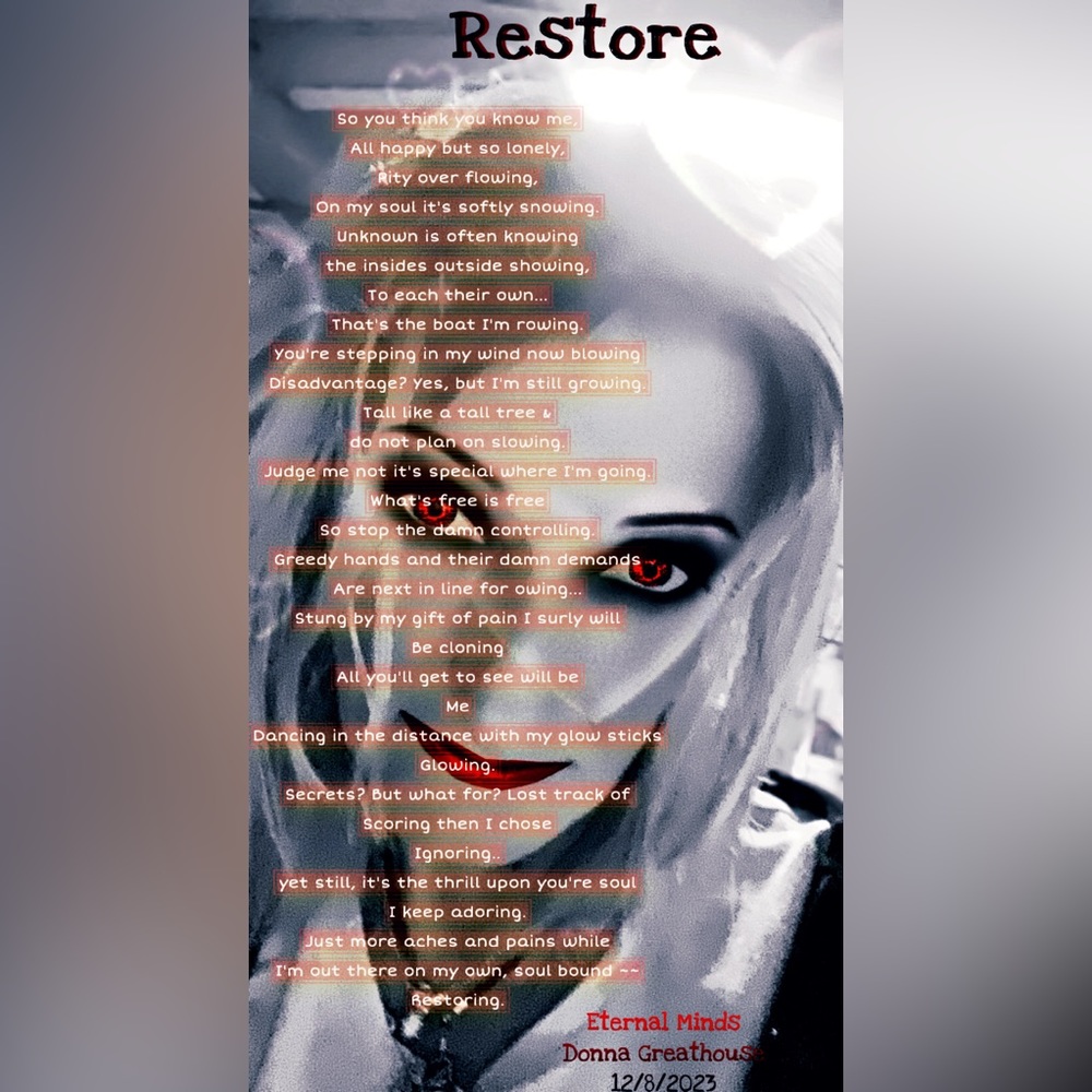 Visual poetry poster “Restore”